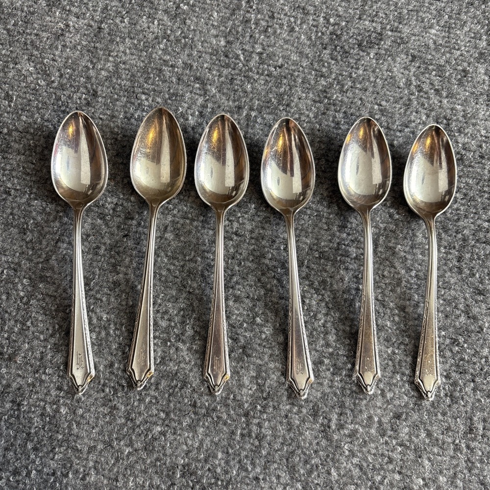 Towle Virginia‎ Carvel Sterling Silver 6 Teaspoons Pat 1919 Monogram H Set